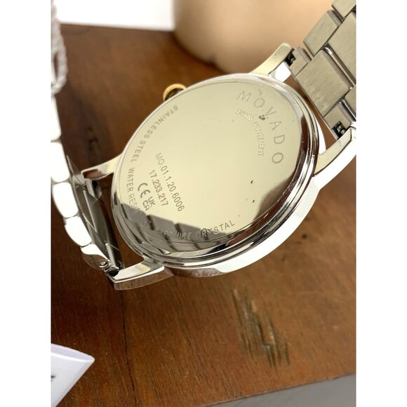 Movado Men's Watch 2100016 Museum Black Dial Swiss Quartz Two Tone Steel 39mm - Picture 7 of 14